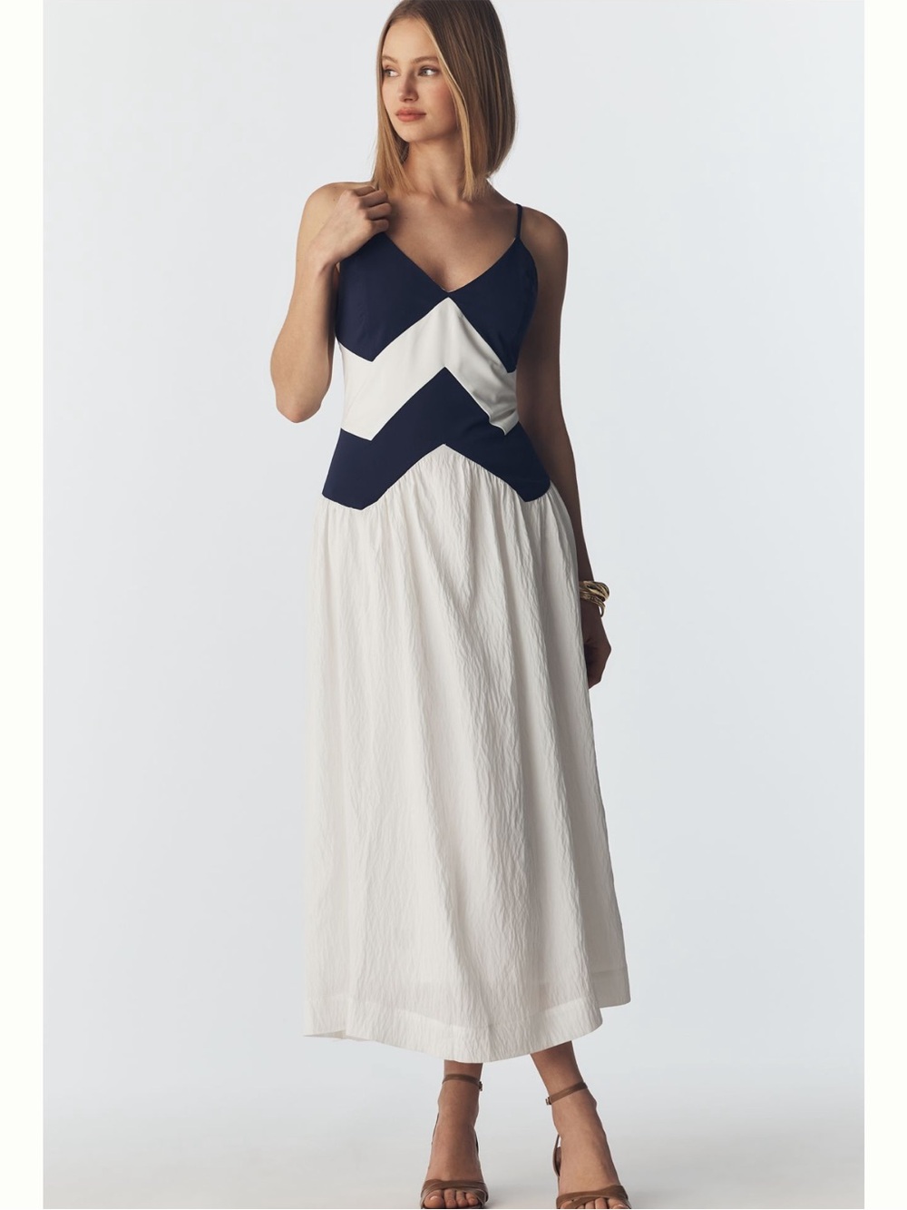Nwt Maeve Navy and White Chevron Maxi Dress — Women
